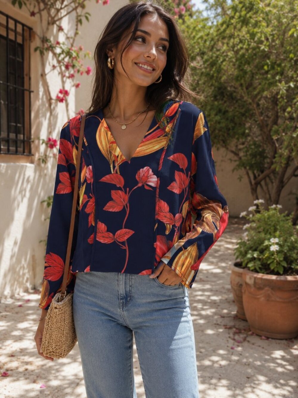 C/meo Collective About US Long Sleeve Blouse Top with Slit Small NWT Work Casual